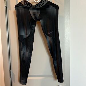 Mens Nike Pro Black and Gray Leggings